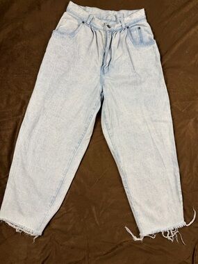 BB Sport Vintage 1990s Juniors Light Blue Denim Jeans Size 11 Frayed Hem